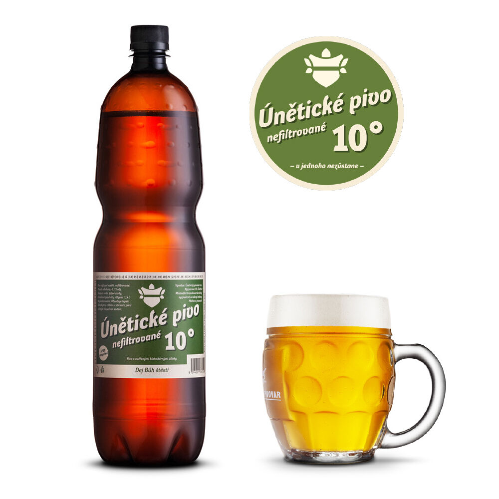 Únětické pivo 10° výčepní světlé nefiltrované